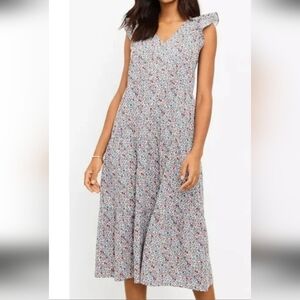 Loft Floral Sleeveless Midi Dress Size L